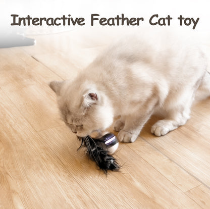 Cat Toy, Interactive Automatic Moving Ball Bundle, Feather in a Pack, Smart Electric Teaser with USB Rechargeable for Kitten and Pets