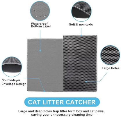 Cat Litter Trapping Mat, Waterproof Honeycomb Sifting Extra Easy Clean